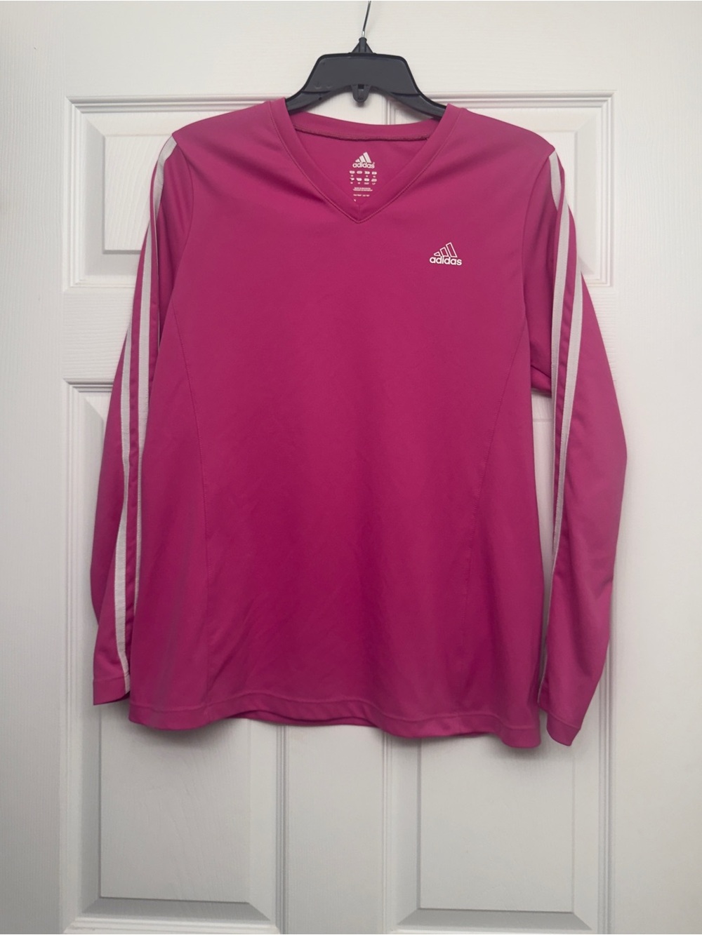 adidas Women’s Pink Long-Sleeve V-Neck Training Shirt